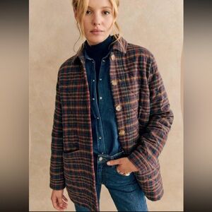 Sezane Will Jacket Ivan Burgundy Tartan
